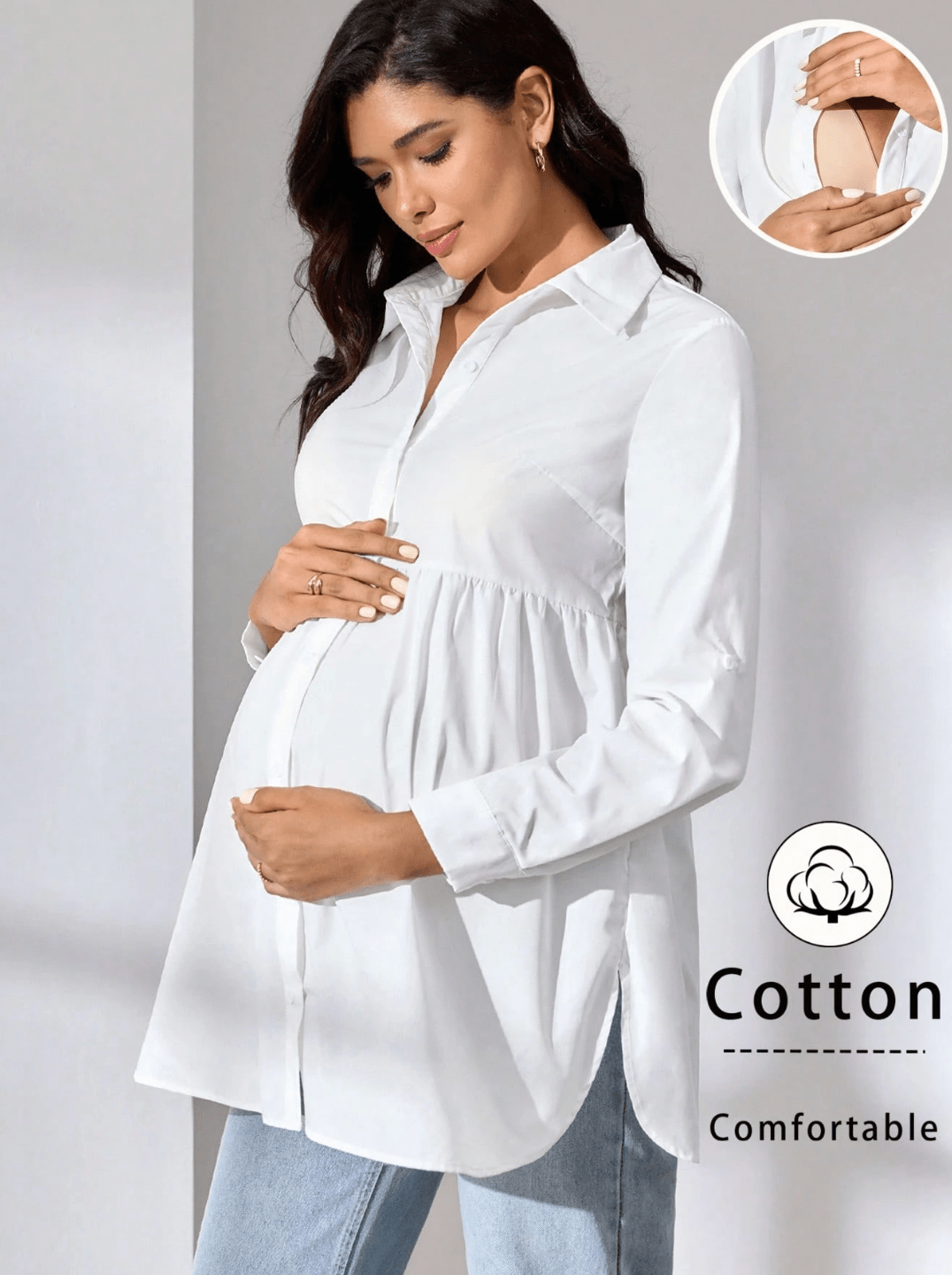 Chemisier pour femme enceinte - ÉTÉ blanc - Ima Boutique Paris