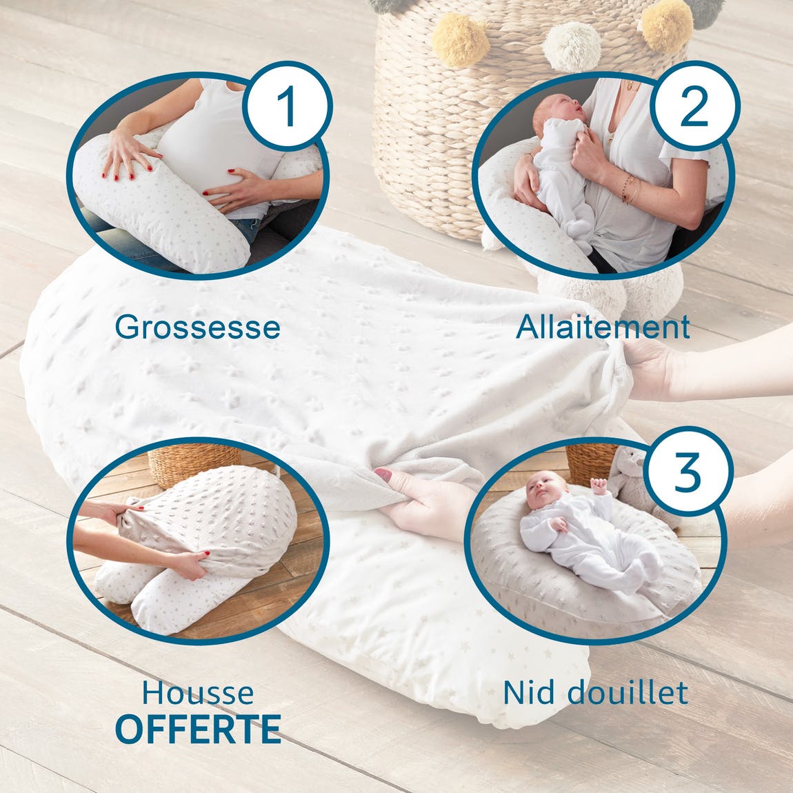 Coussin 3en1 Grossesse Maternité Allaitement - Ima Boutique Paris