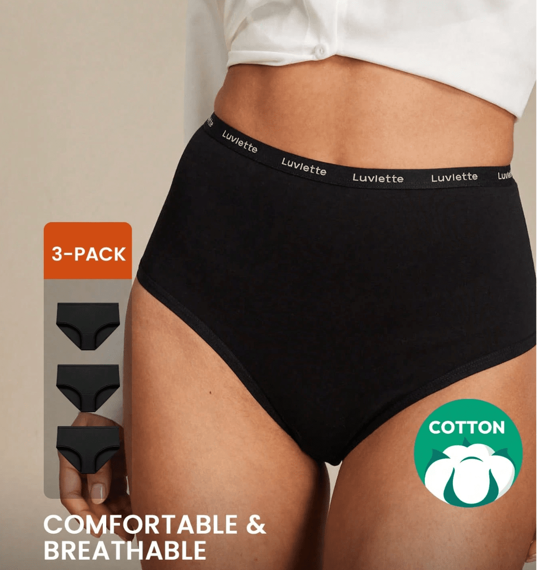 Lot de 3 Culottes en coton bio couleur unie Noire| Ima Boutique Paris - Ima Boutique Paris