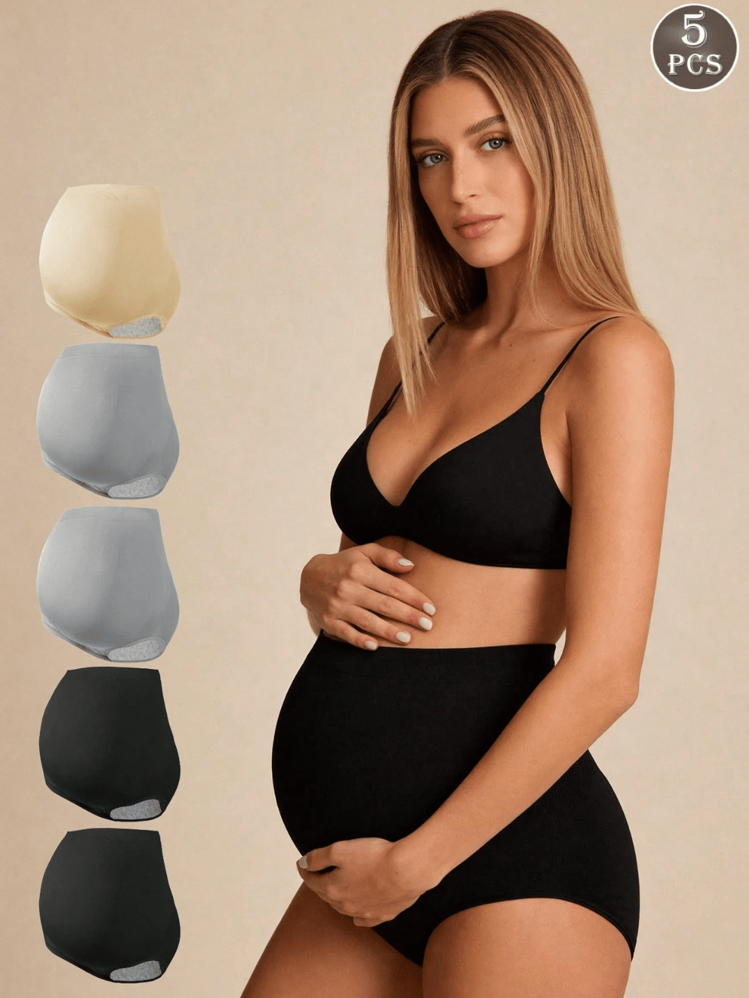Lot de 5 Culottes de grossesse - Noir - Ima Boutique Paris