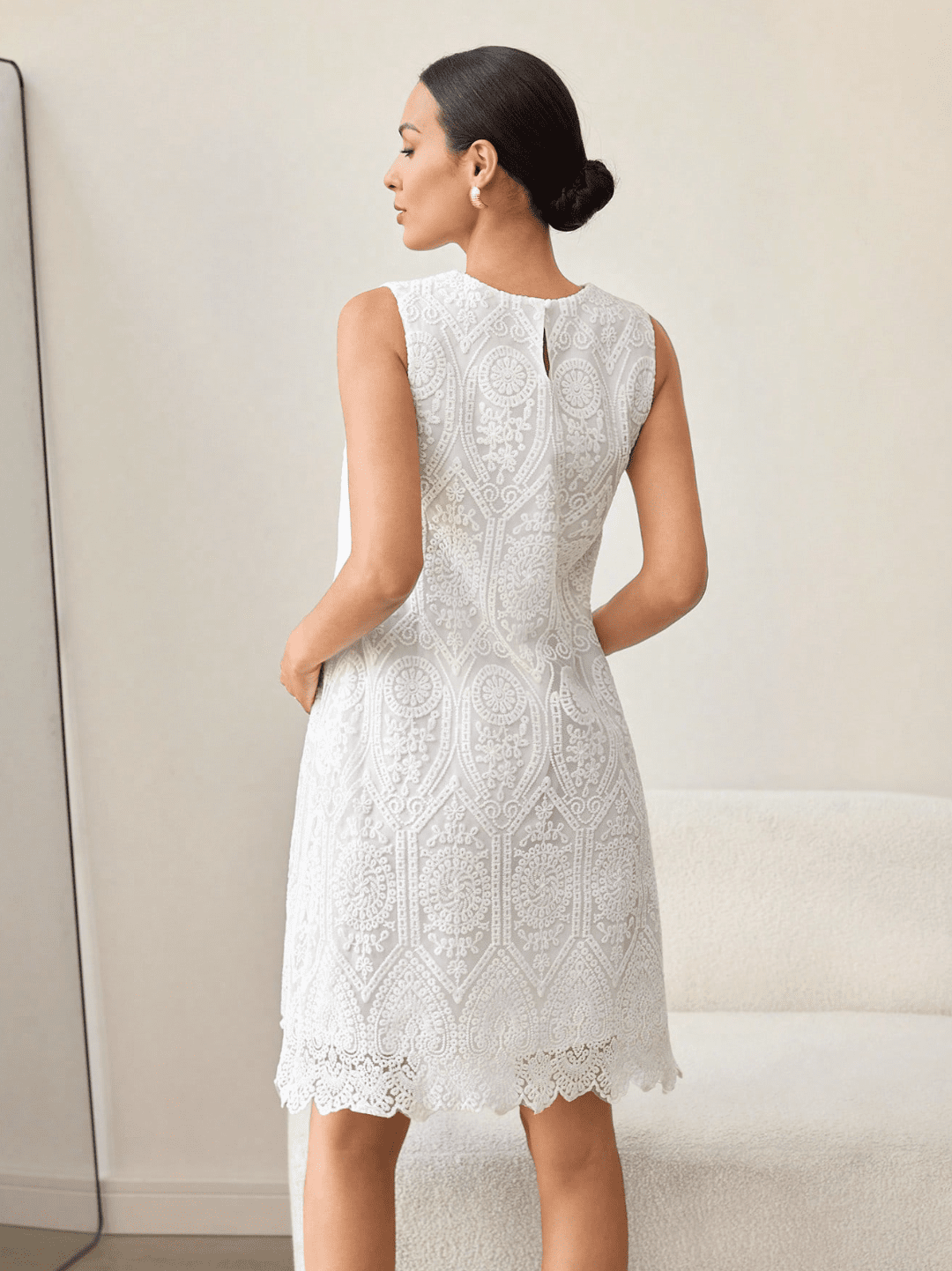 Robe de Grossesse + maternité blanche en dentelle sans manche - Ima Boutique Paris