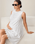 Robe de Grossesse + maternité blanche en dentelle sans manche - Ima Boutique Paris