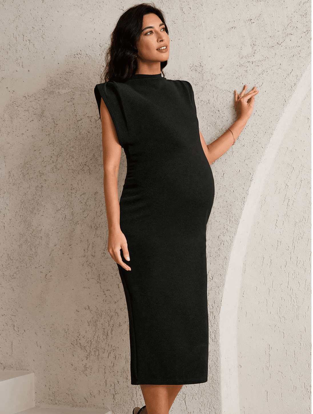 Robes de Grossesse À Manche Moulante Noire | Ima Boutique Paris - Ima Boutique Paris