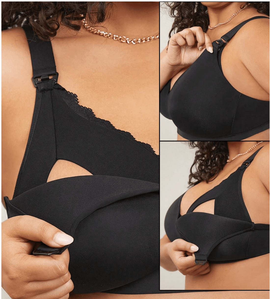 Soutien d'allaitement noir sans armature et confortable - compatible au tire - lait - Ima Boutique Paris