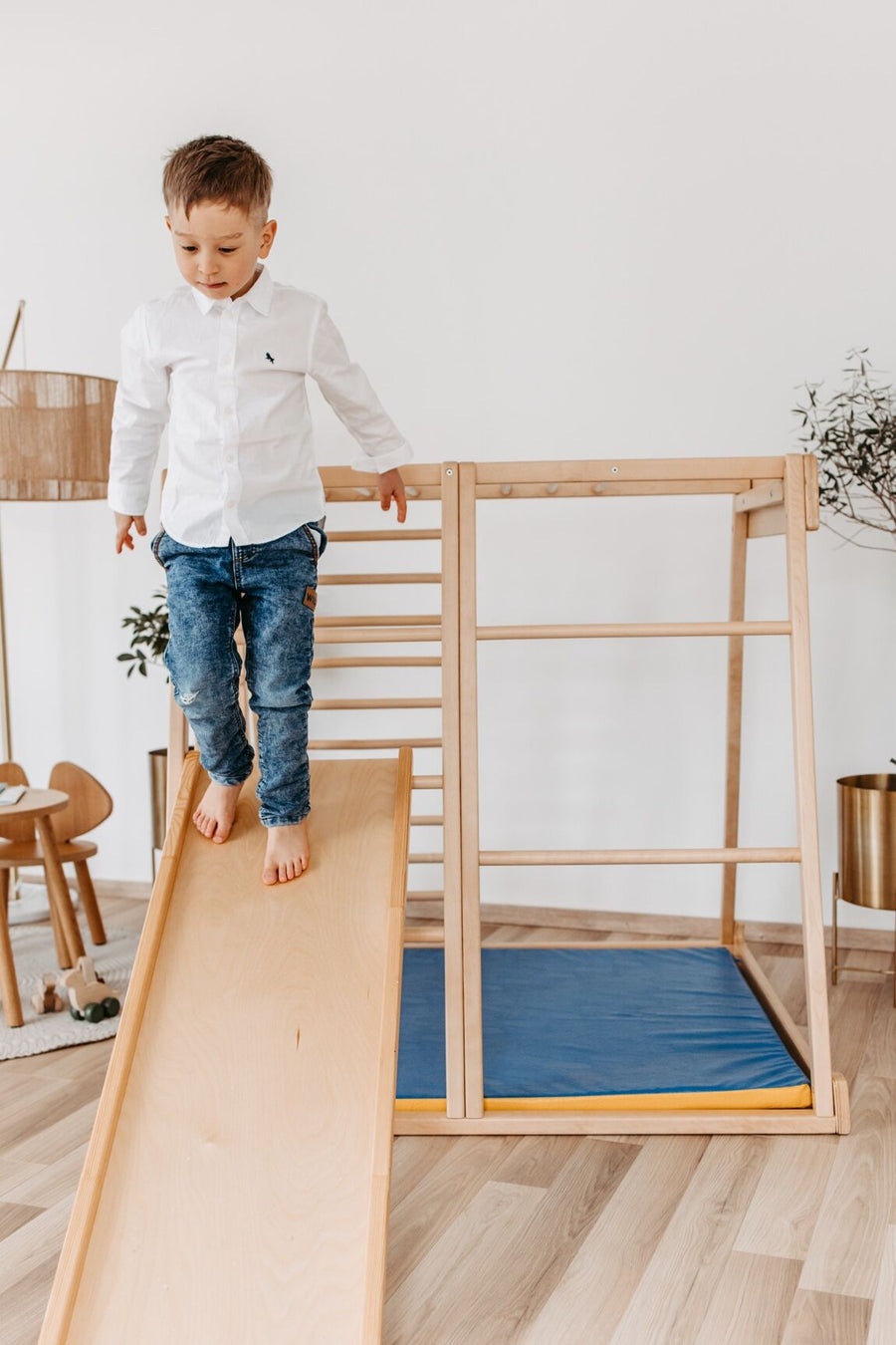 Tobogan d'intérieur en bois pour enfant - Ima Boutique Paris